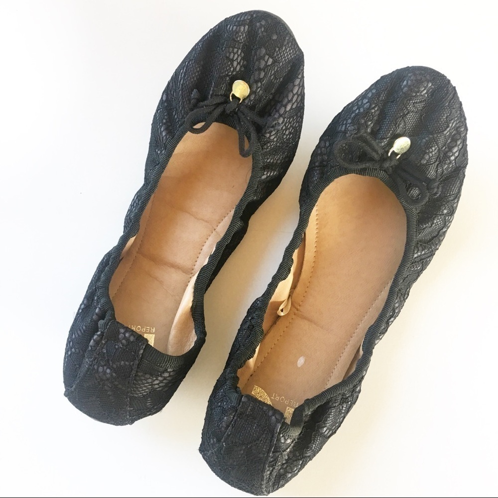 Report Black Lace Flat Shoes